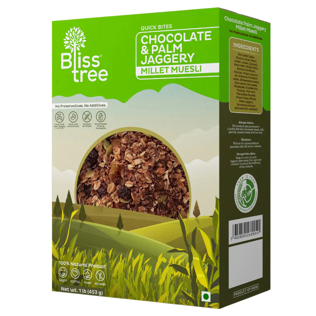Blisstree Chocolate & Palm Jaggery Millet Muesli - 1lb
