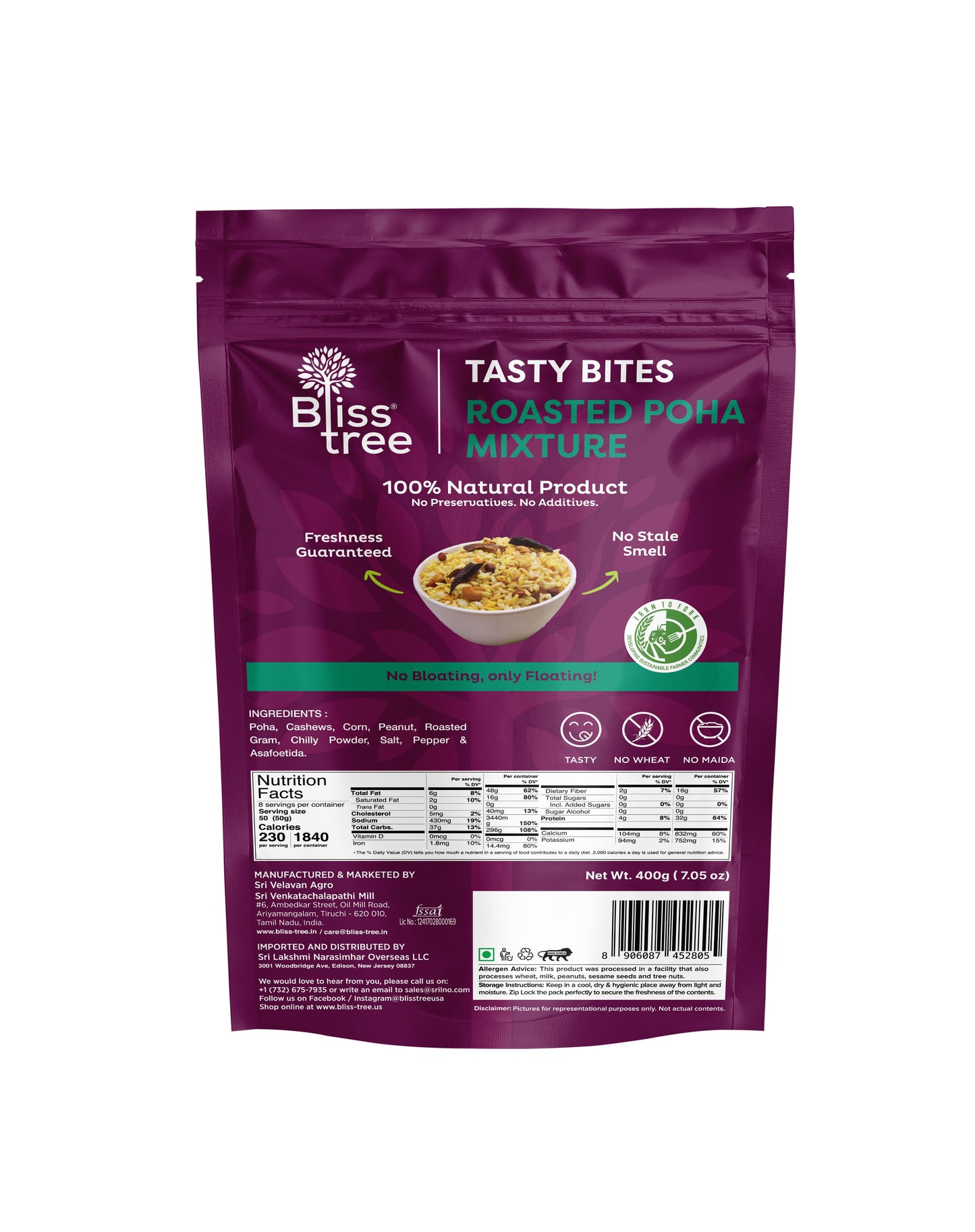 Blisstree Roasted Poha Mixture - 400g