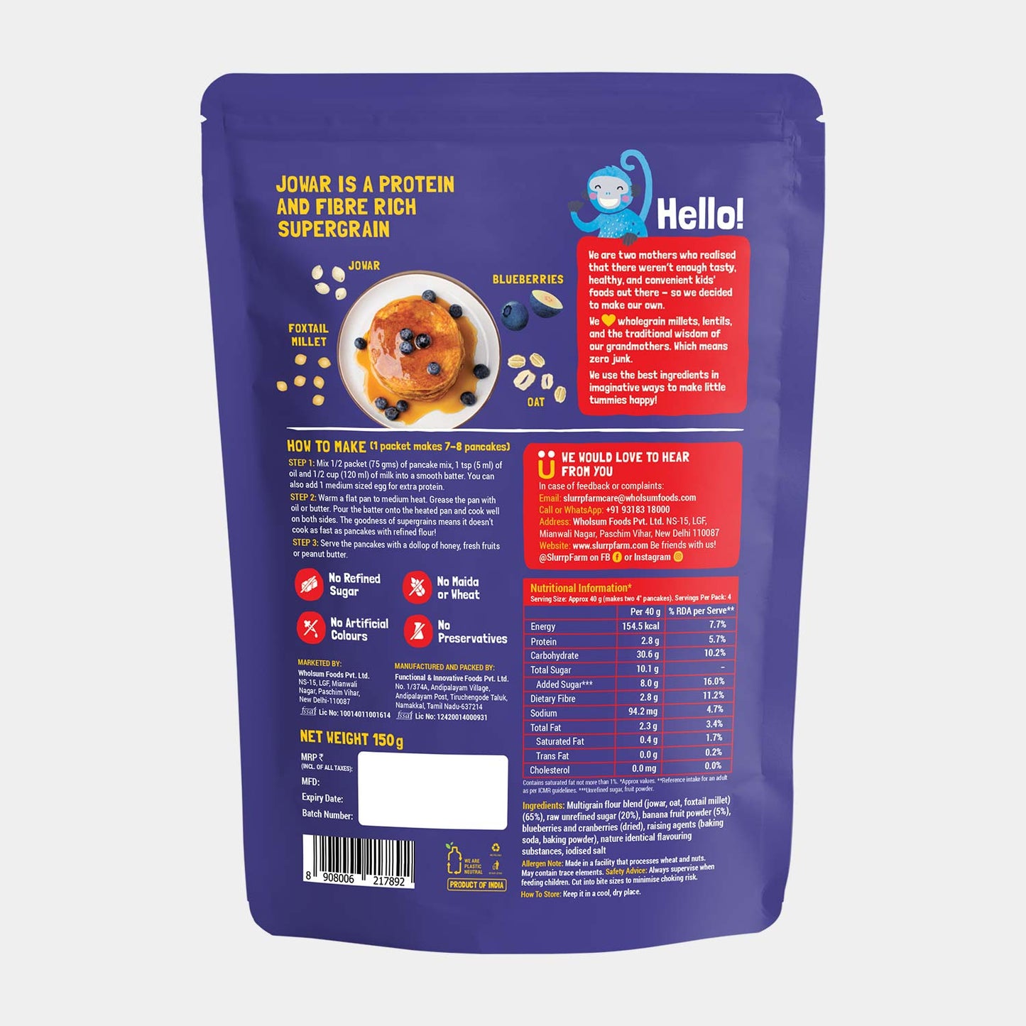 Slurrp Farm Blueberry Millet Pancake