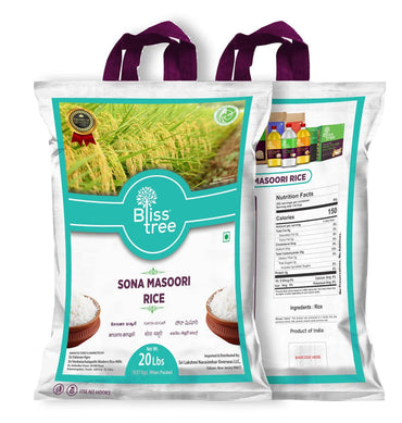 Blisstree Sona Masoori Rice - Single-polished,  20lb