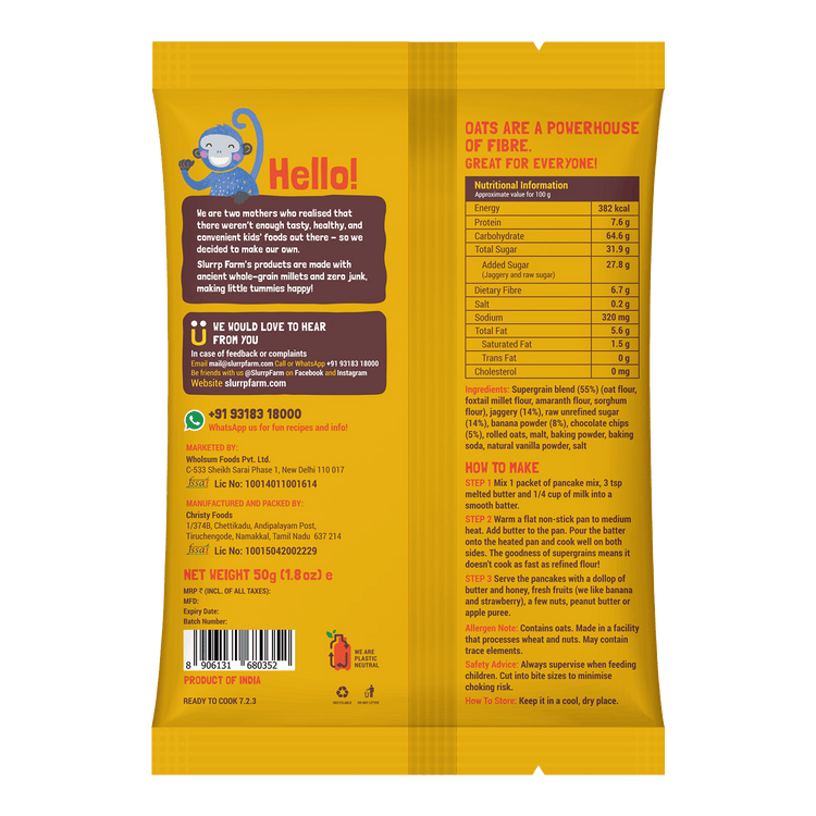 Slurrp Farm Banana Choco-Chip Millet Pancake - 50g