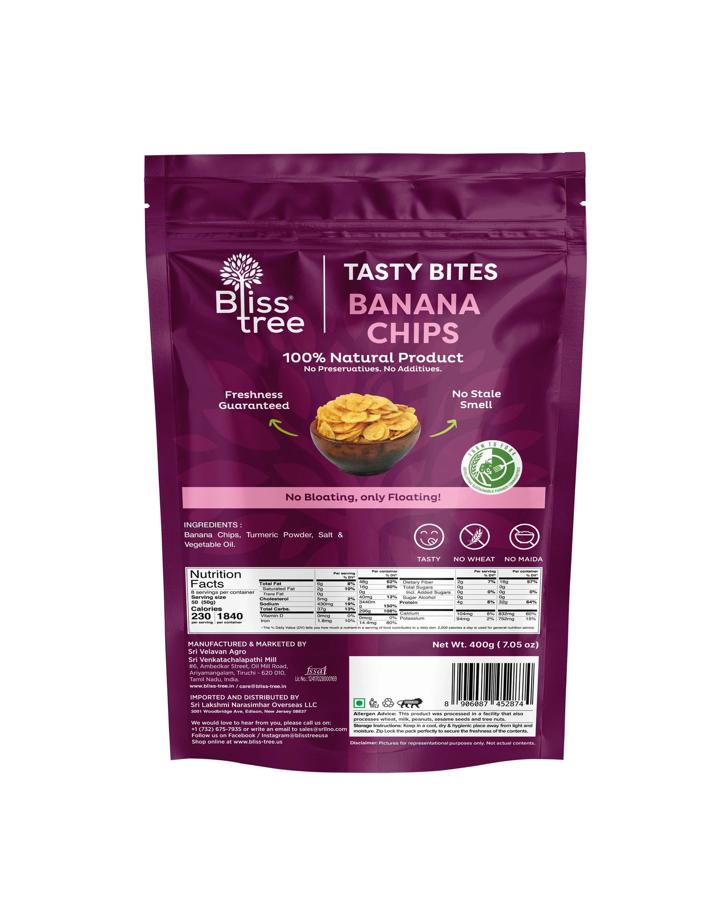 Blisstree Banana Chips - 400g